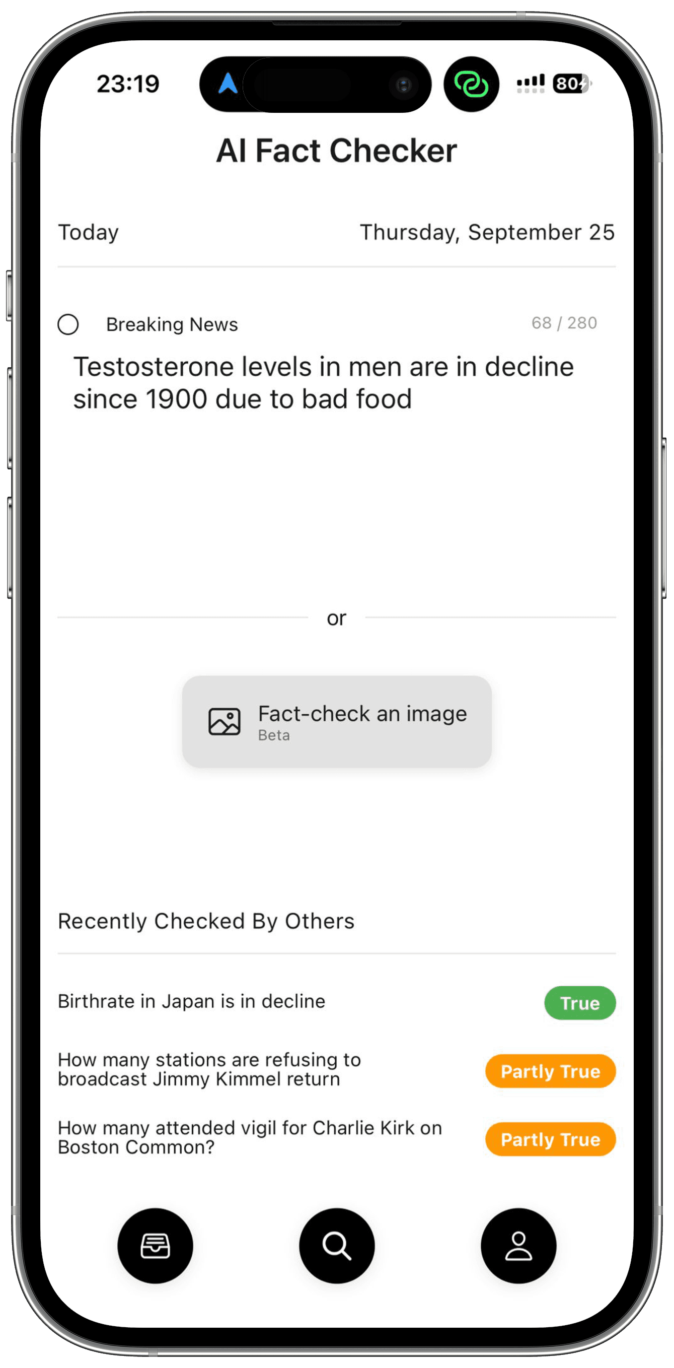 Community feature showing trending fact-checks from other users